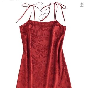 Red tie shoulder mini dress